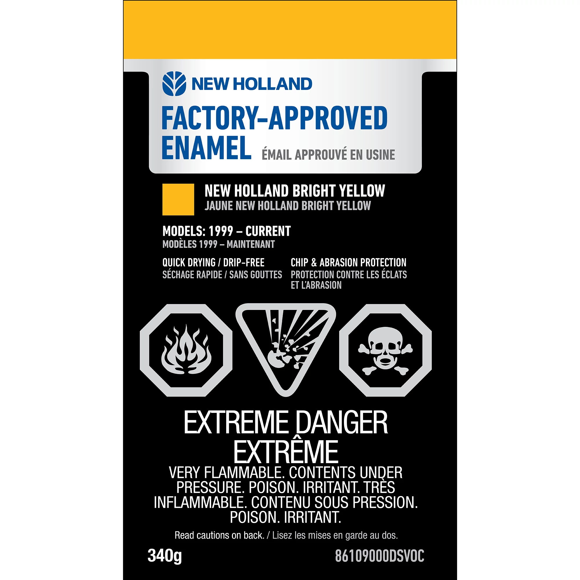 Bright Yellow Enamel Paint - Low VOC - 12 oz/340 g Spray Can | NEWHOLLANDCE | CA | EN