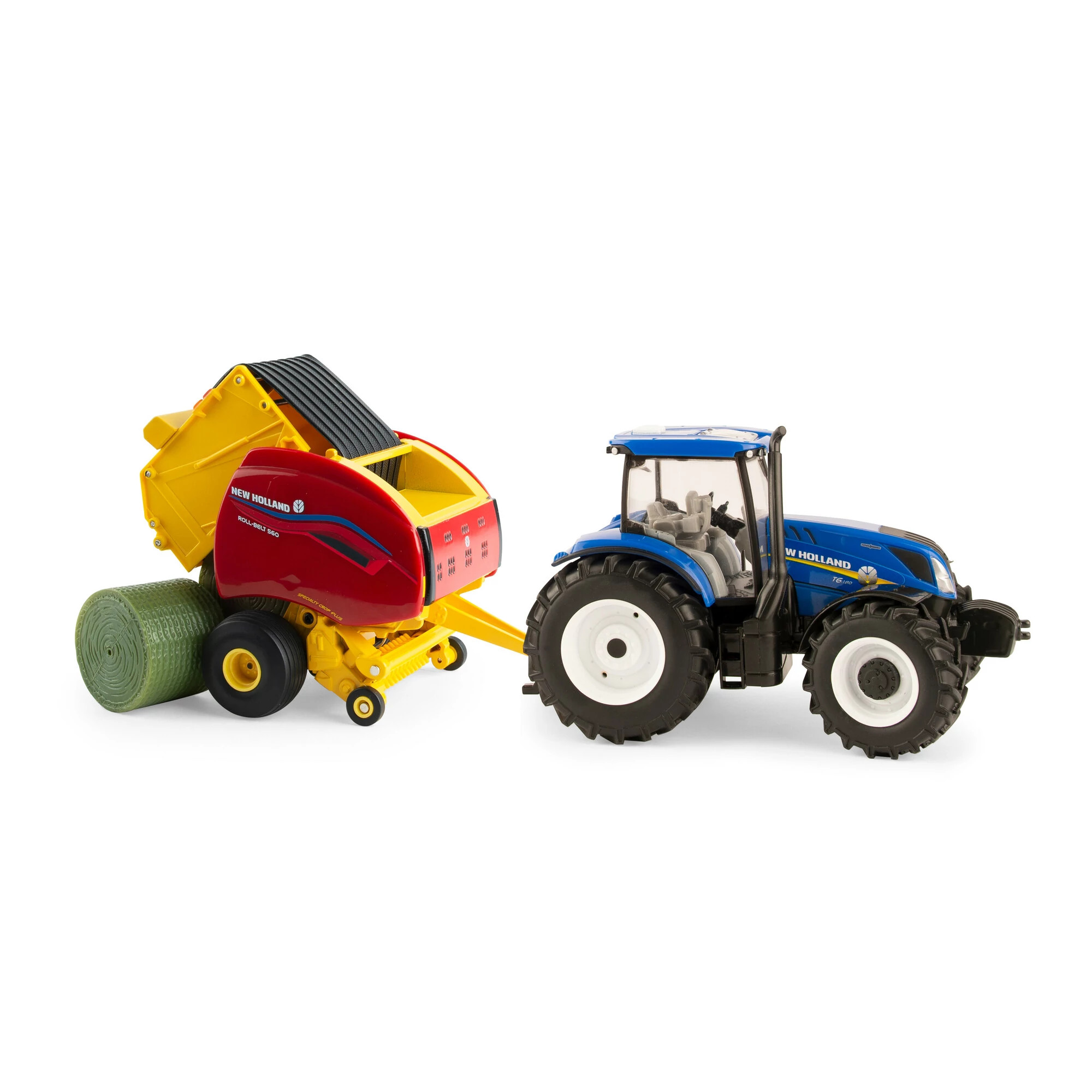 1:32 New Holland T6.180 Toy with Roll-Belt™ 560 Round Baler - ERT13966