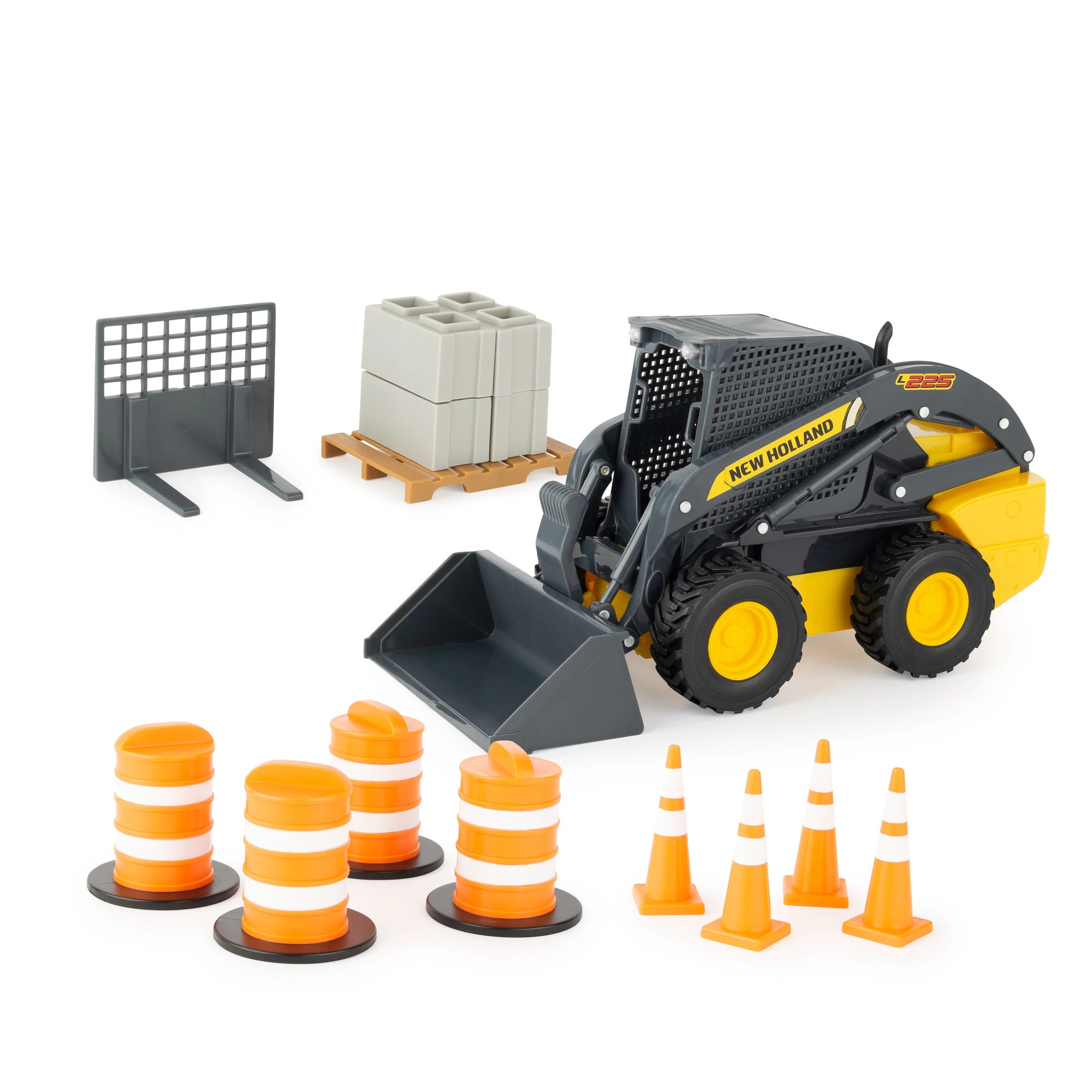 1:16 New Holland L225 Skid Steer Loader Toy with Accessories - ERT47351