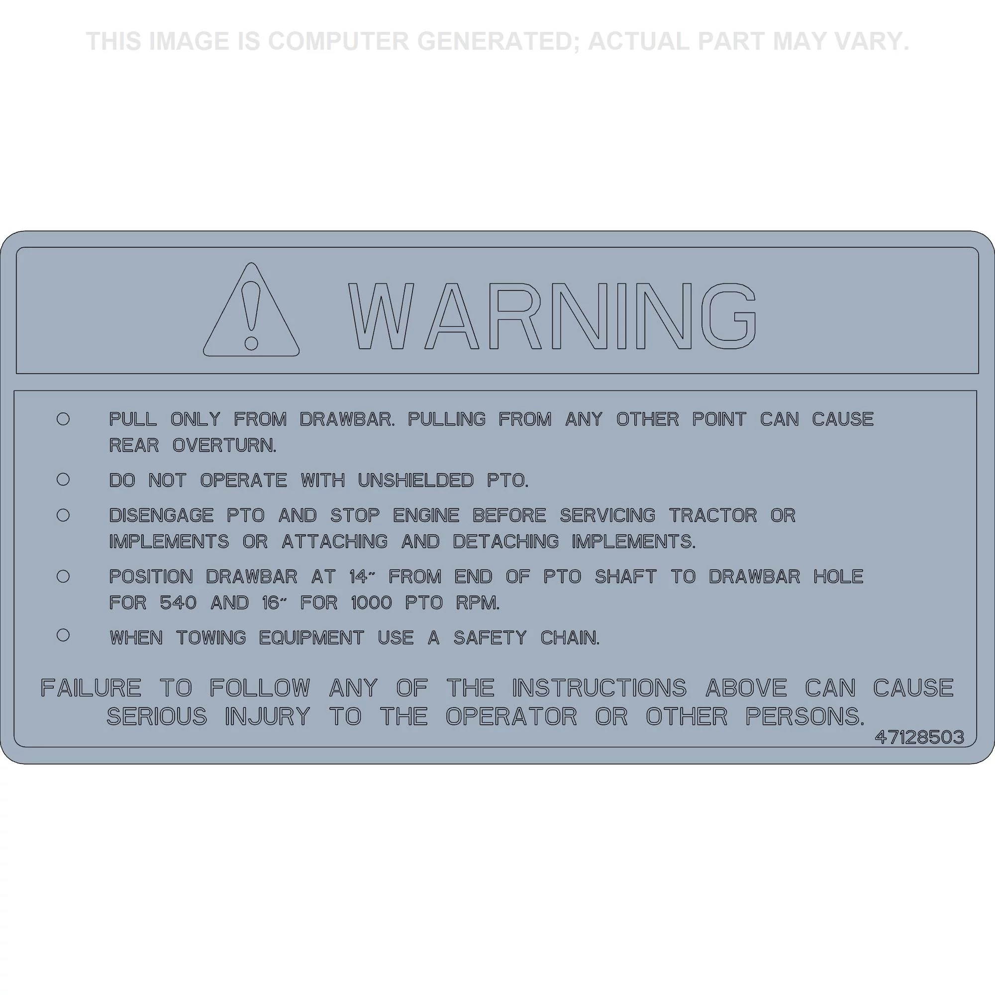 WARNING DECAL | NEWHOLLANDAG | US | EN