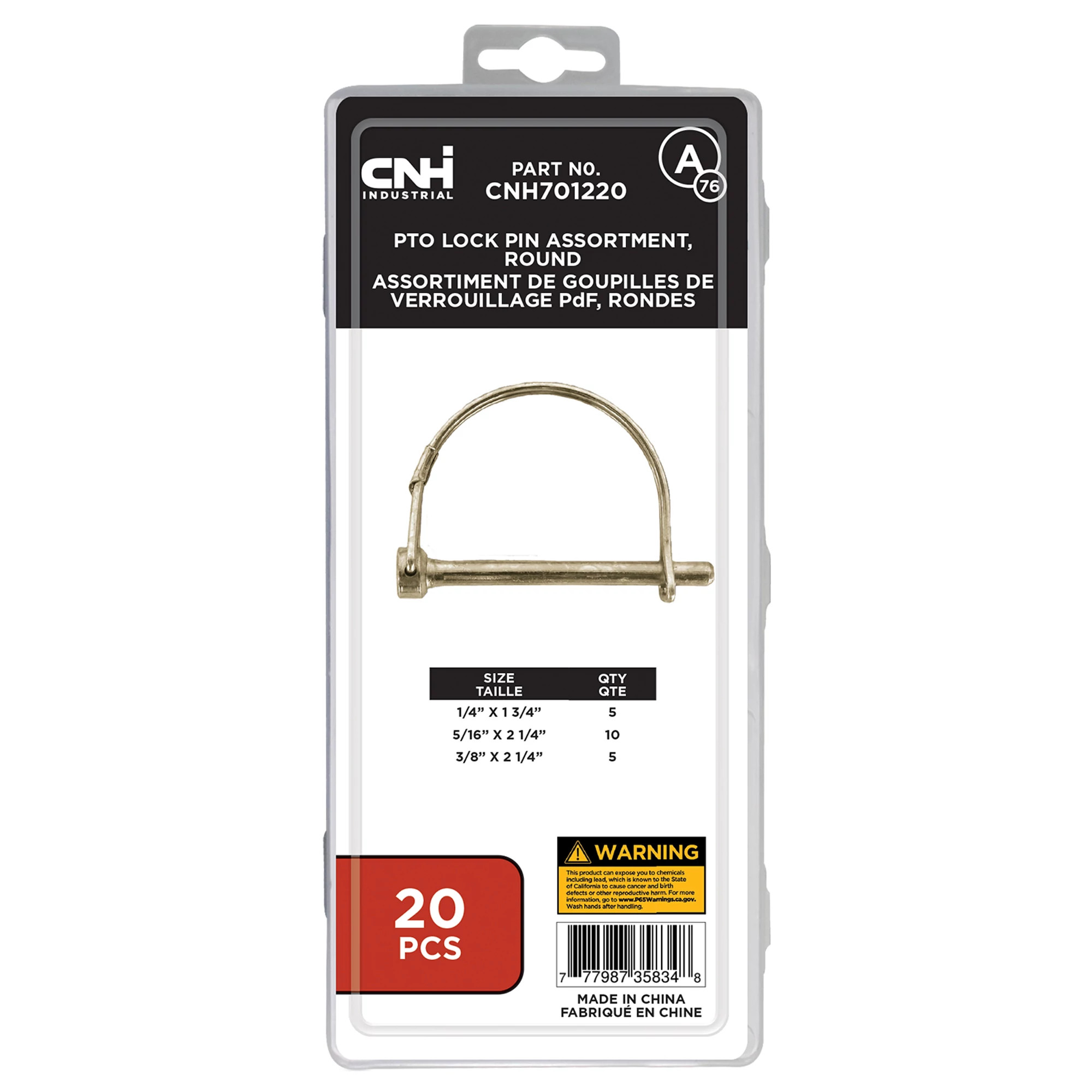 Round PTO Lock Pin Kit - SAE - 20 Pieces | CASECE | CA | EN