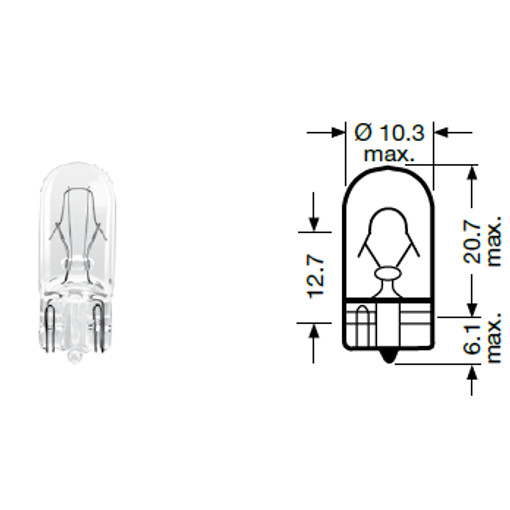 Lâmpada W5W - Base de vidro - 24 V - 5 W