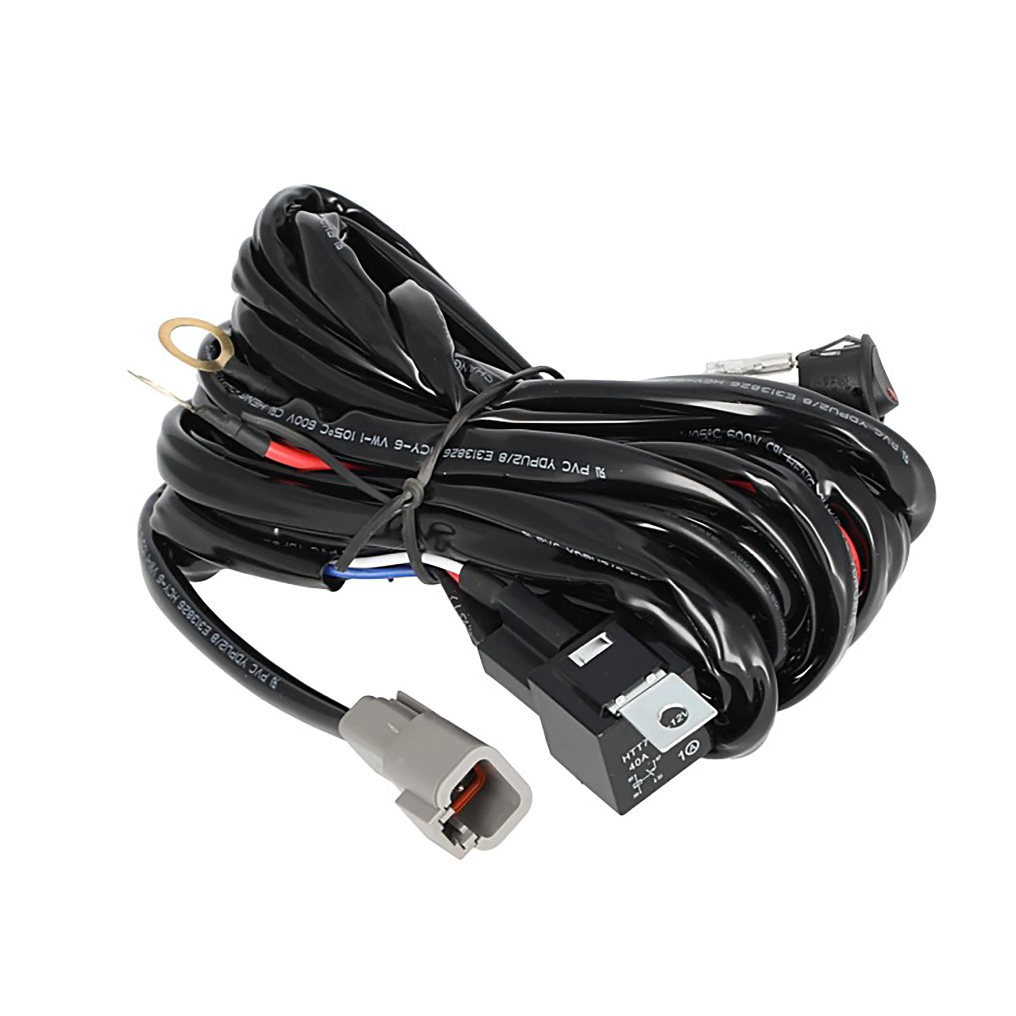 LED Light Bar Wiring Harness - 40-Amp Fuse - 40-Amp Relay - 300-Watt - 12-Volt | CASECE | CA | EN