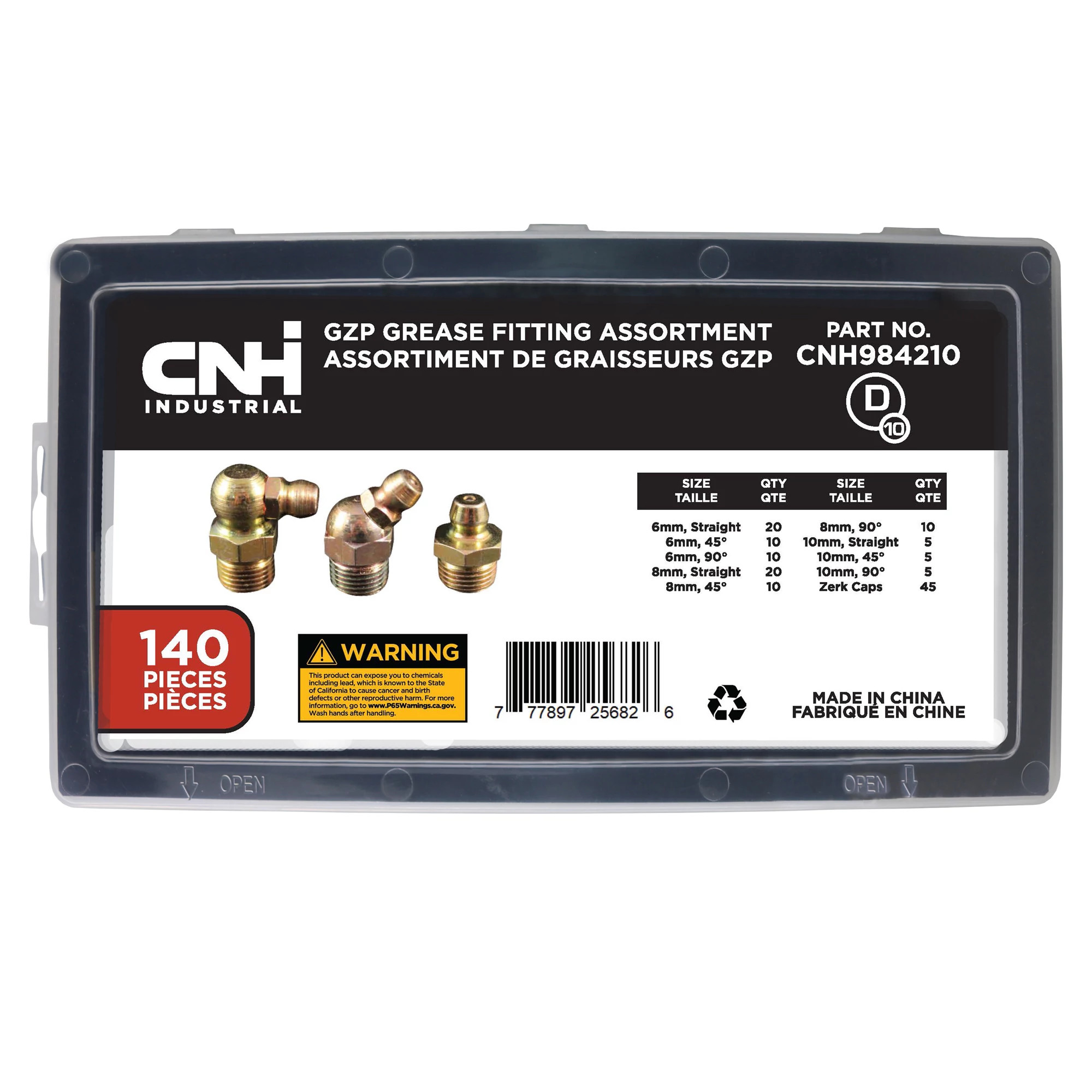 Grease Fitting Kit - Metric - 140 Pieces | CASECE | CA | EN