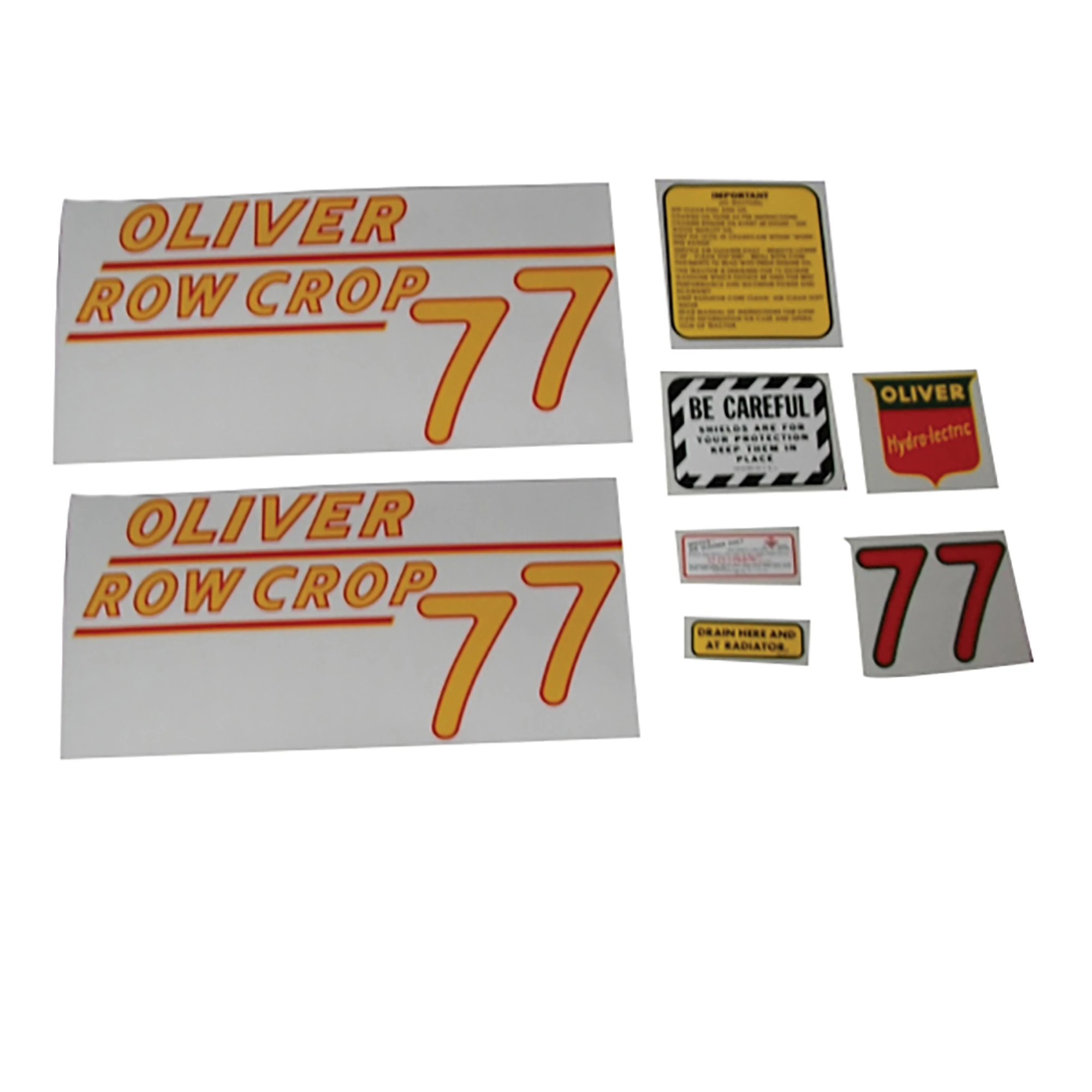 Oliver 77 Row Crop Decal Set - Yellow Mylar - 102875FP
