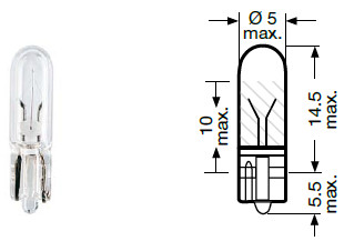 Lâmpada de 24 volts - Base de vidro - 1,2 watts