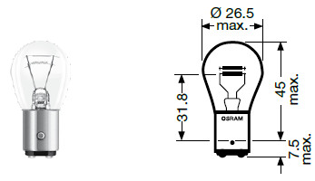 Lâmpada P21/5W - Filamento duplo - 24 V - 21/5 W