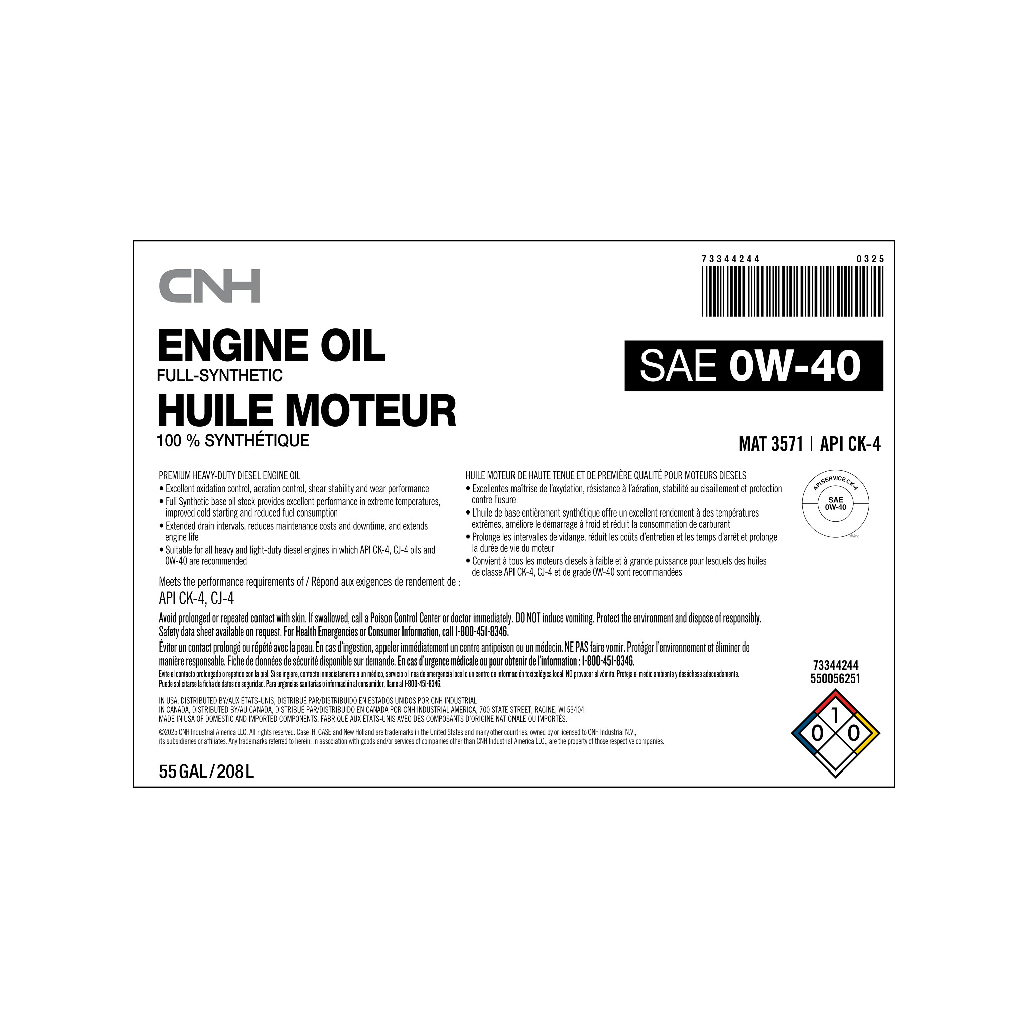 ENGINE OIL | NEWHOLLANDAG | CA | EN