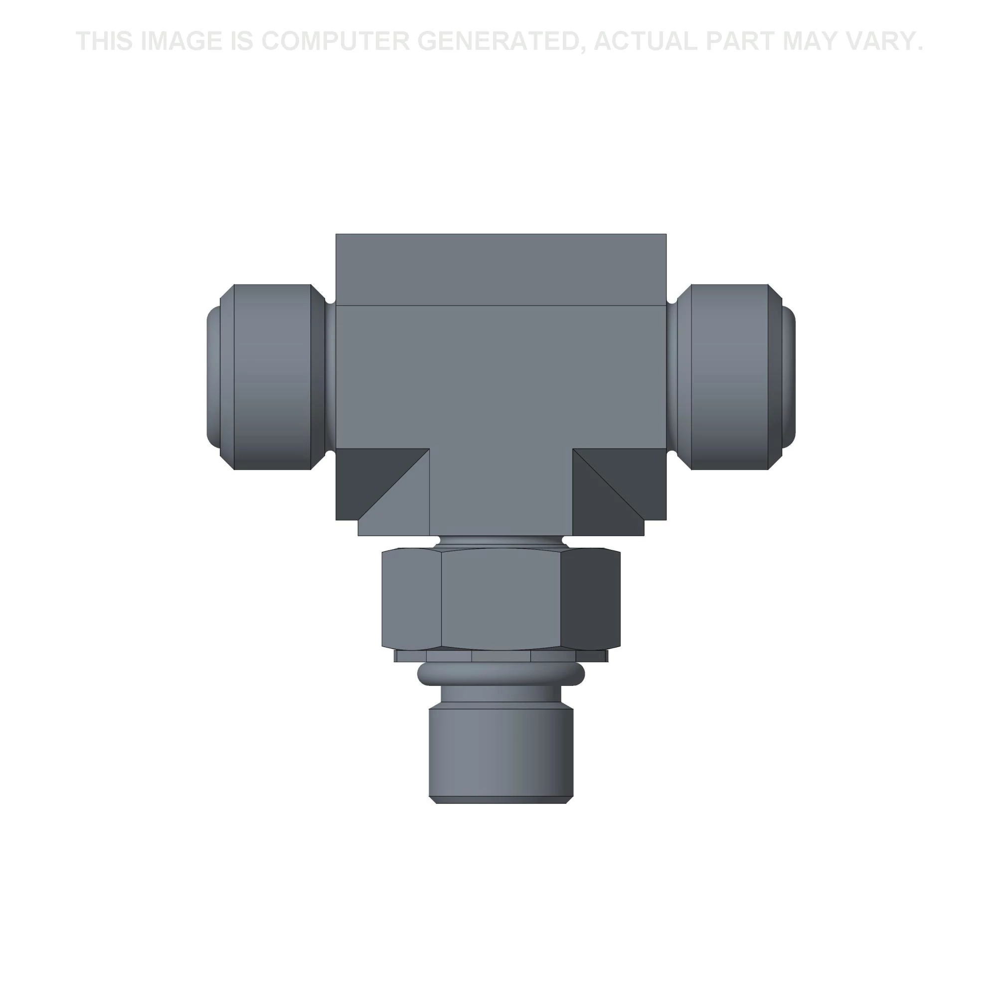 Conector em T - 11/16"-16 ORFS x 11/16"-16 ORFS x 7/16"-20 ORB