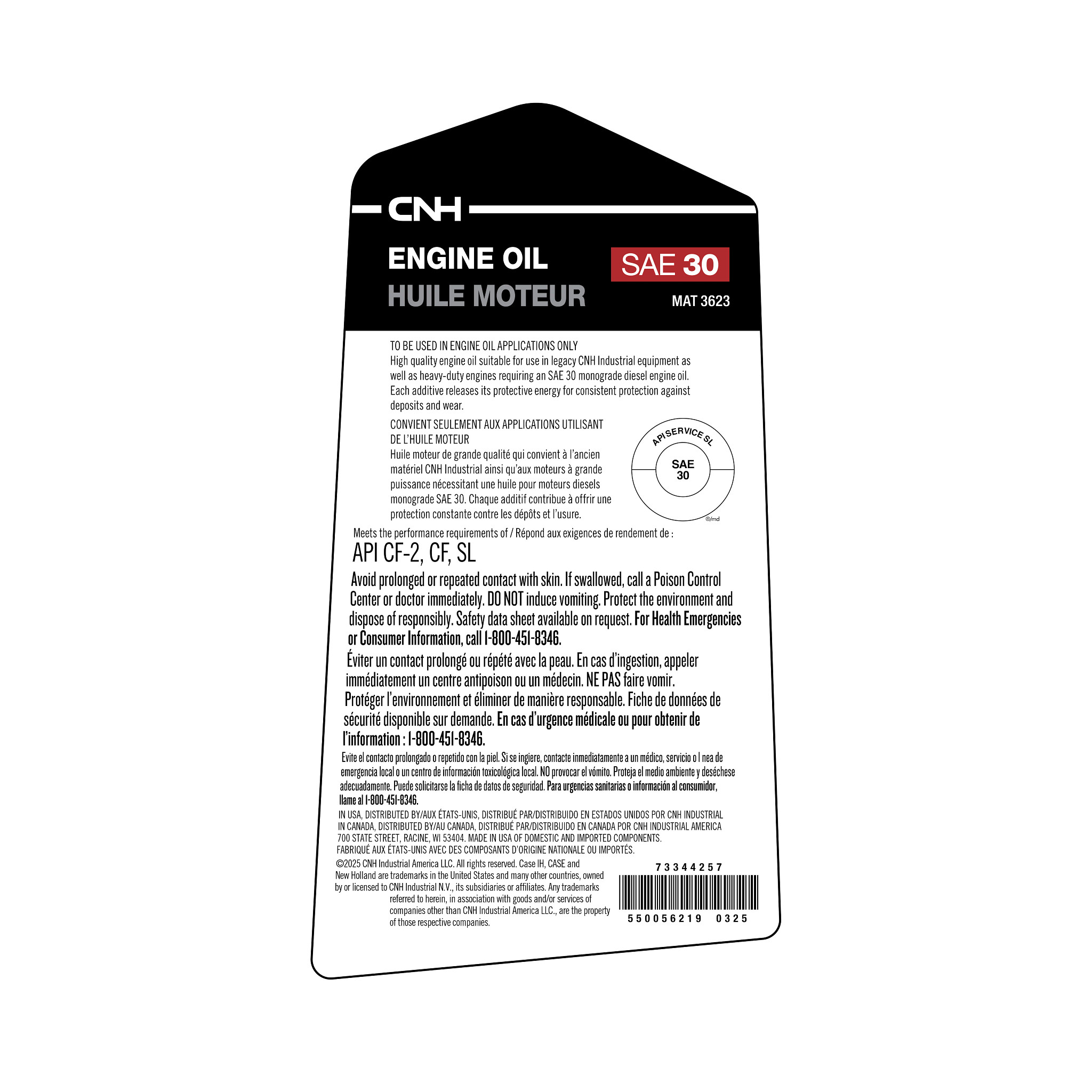 73344257 | Engine Oil - SAE 30 - MAT 3622 - 1 qt/ 0.94 L | New