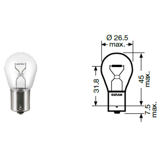Lâmpada P21W - Filamento único - 12 V - 21 W