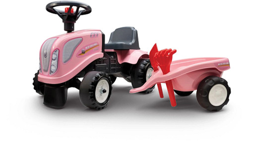 New Holland Pink Ride-On Tractor with Trailer, Rake and Shovel | NEWHOLLANDAG | US | EN