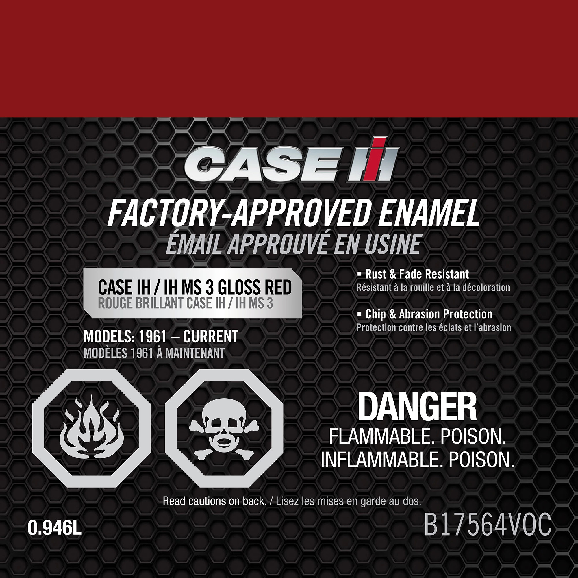 MS 3 Gloss Red Enamel Paint - Low VOC - 1 qt/946 ml Can | CASECE | CA | EN