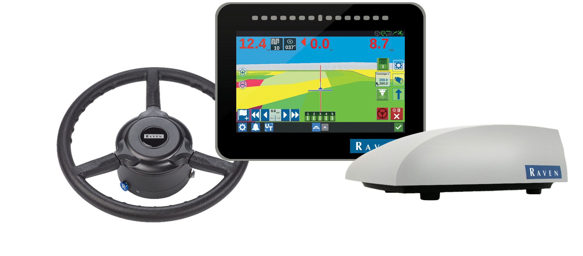 Système d'Autoguidage Raven DirecSteer complet RTK - Avec écran CR7+ et receveur RS1 | NEWHOLLANDAG | FR | FR