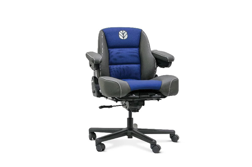 New Holland Office Chair - Leaf Logo - Gray/Blue Leather | NEWHOLLANDAG | CA | EN
