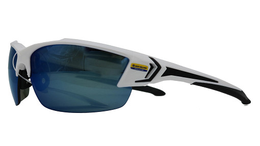 Safety Eyewear - White Frame - Aqua Precision Blue Mirror Lenses | NEWHOLLANDAG | CA | EN