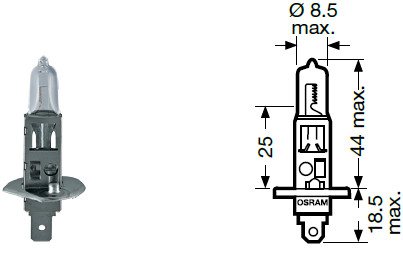 Lâmpada H1 - Filamento único - 24 V - 70 W