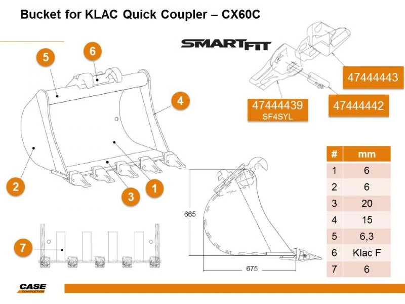 Mini-Excavator Bucket - 0.25 m³ - 900 mm L | CASEIH | US | EN