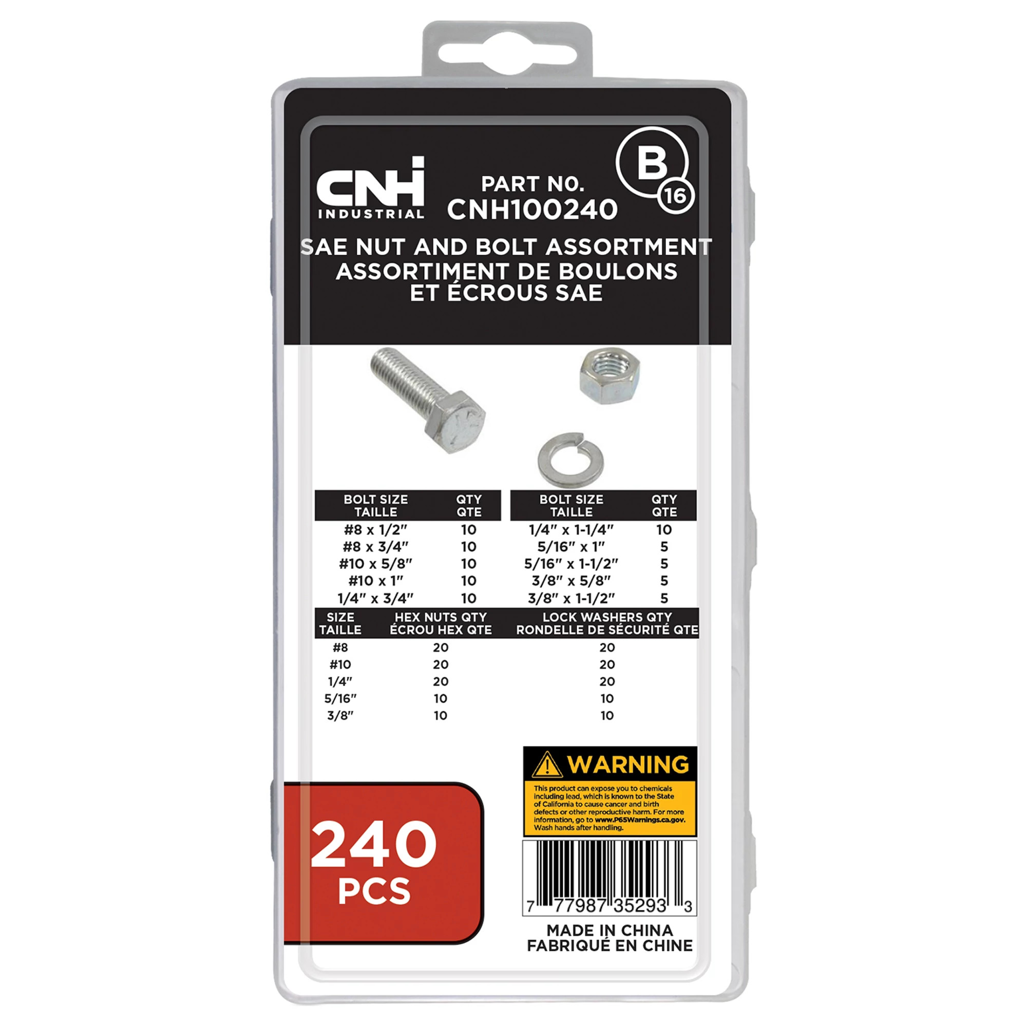 Nuts, Bolt and Washers Kit - SAE - 240 Pieces | CASECE | CA | EN