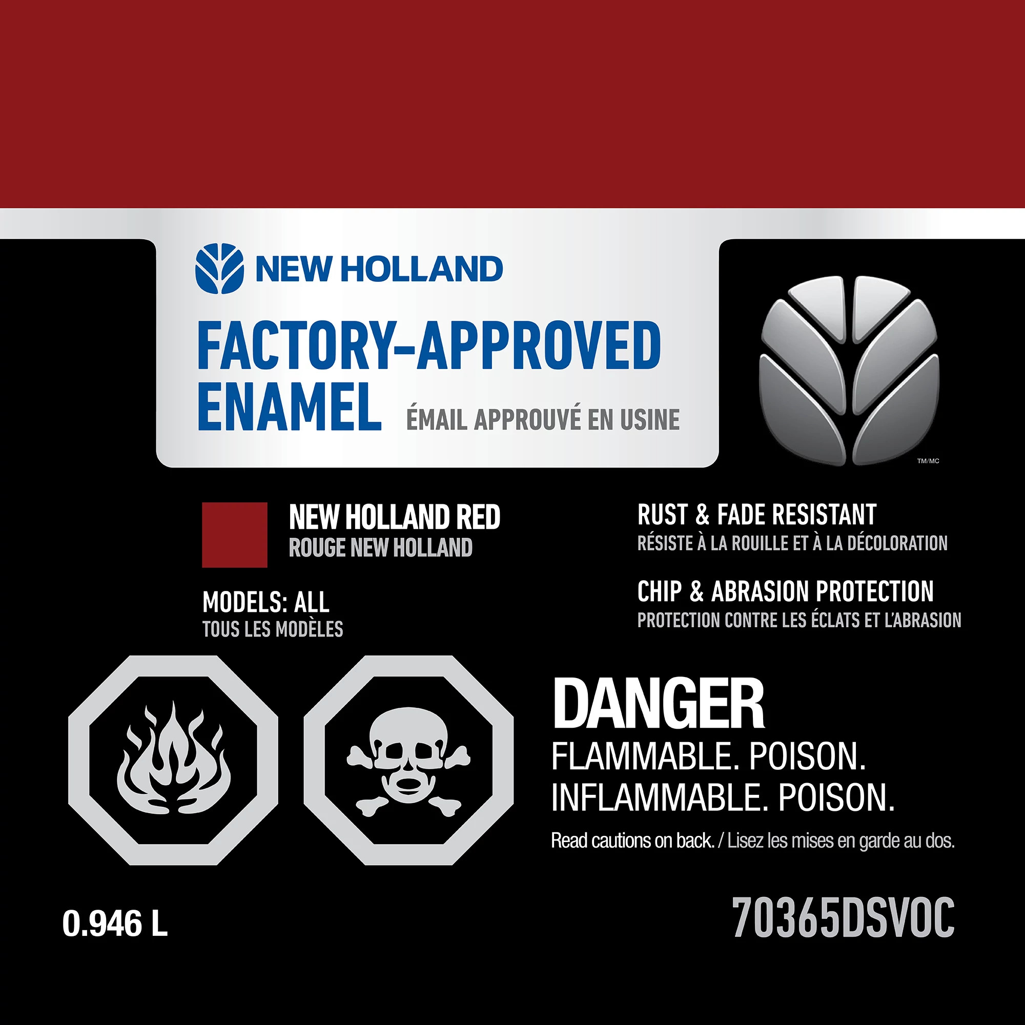 Red Enamel Paint - Low VOC - 1 qt/946 ml Can | NEWHOLLANDCE | CA | EN