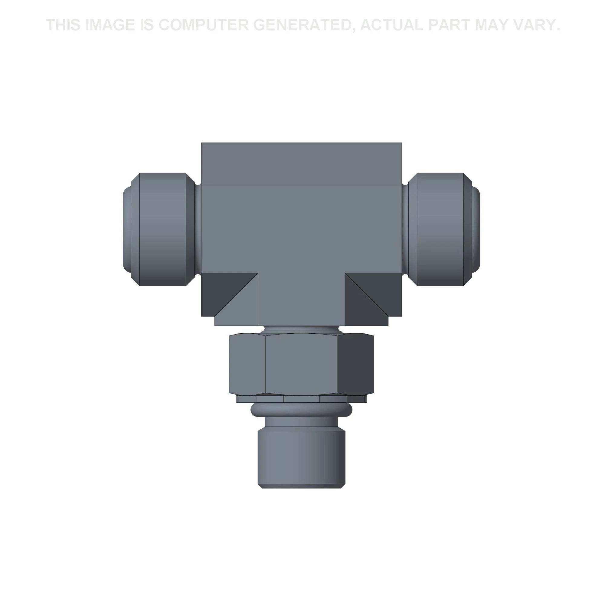 Conector em T - 11/16"-16 ORFS x 11/16"-16 ORFS x 7/16"-20 ORB