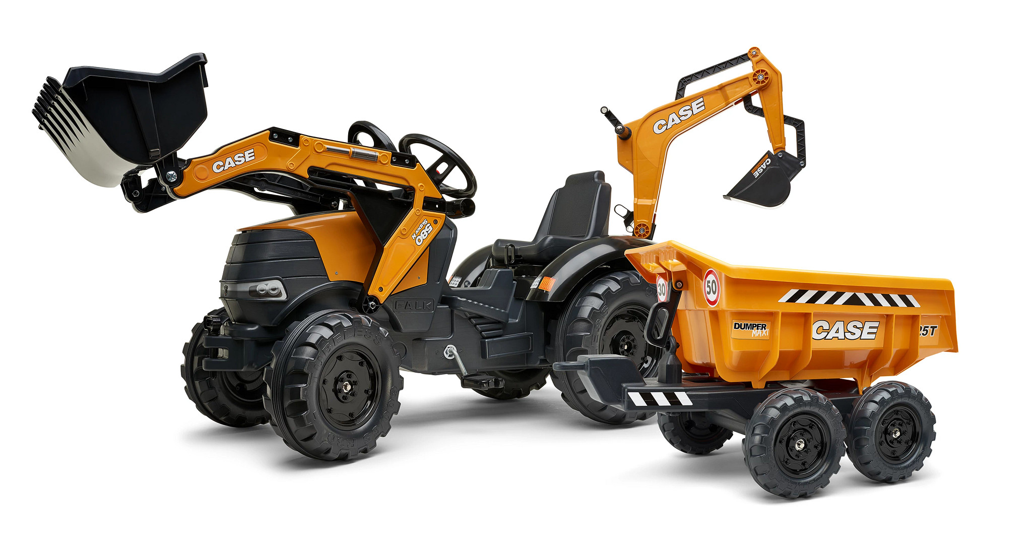 FA997W | CASE 580 Super N Backhoe Pedal Toy with Maxi Dumper