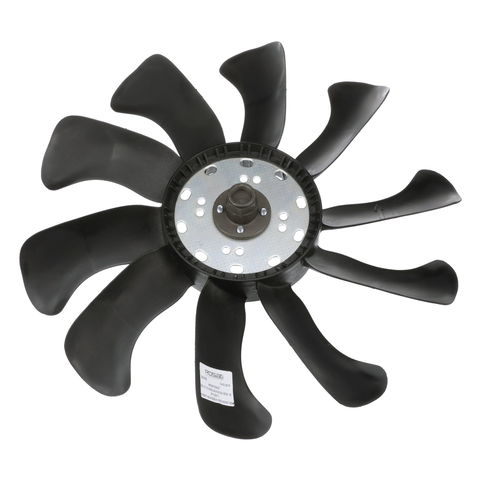 Ventilador de radiador de 10 pás - Rotação no sentido horário - 520 mm