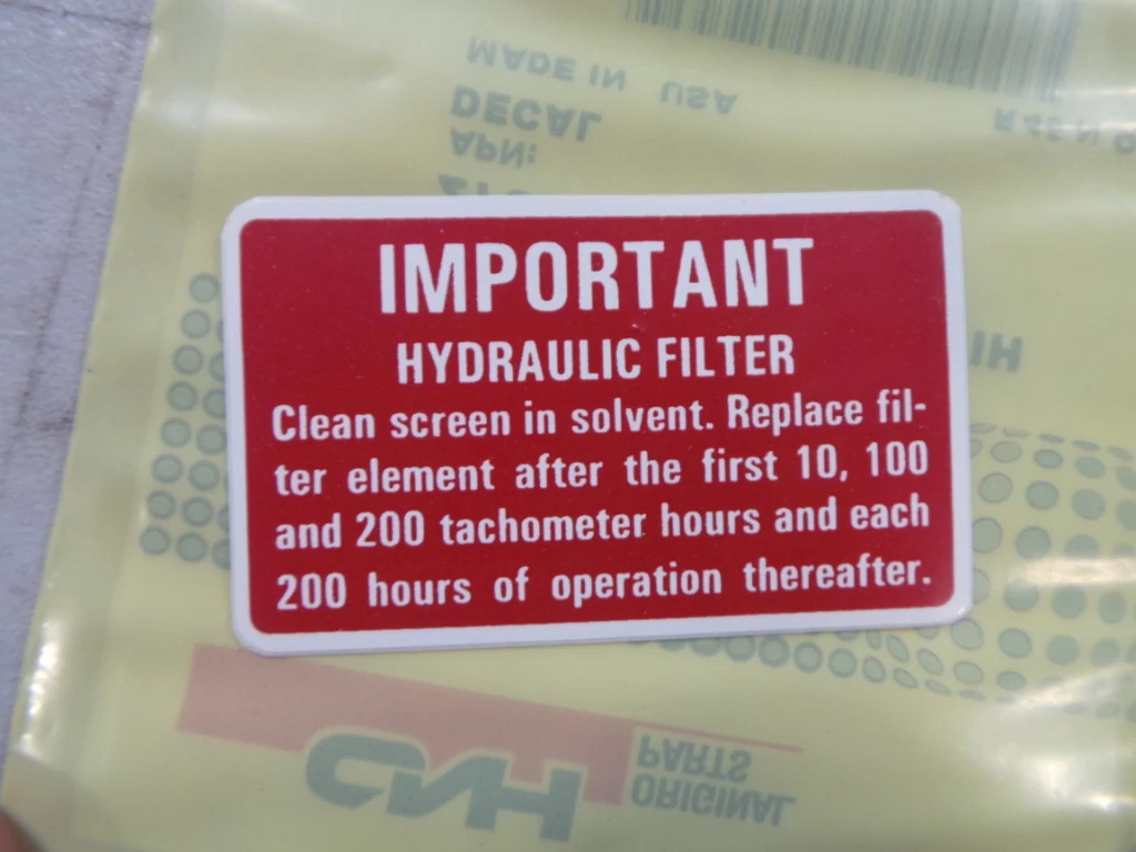 Autocollant pour consignes concernant le filtre hydraulique | CASEIH | CA | FR